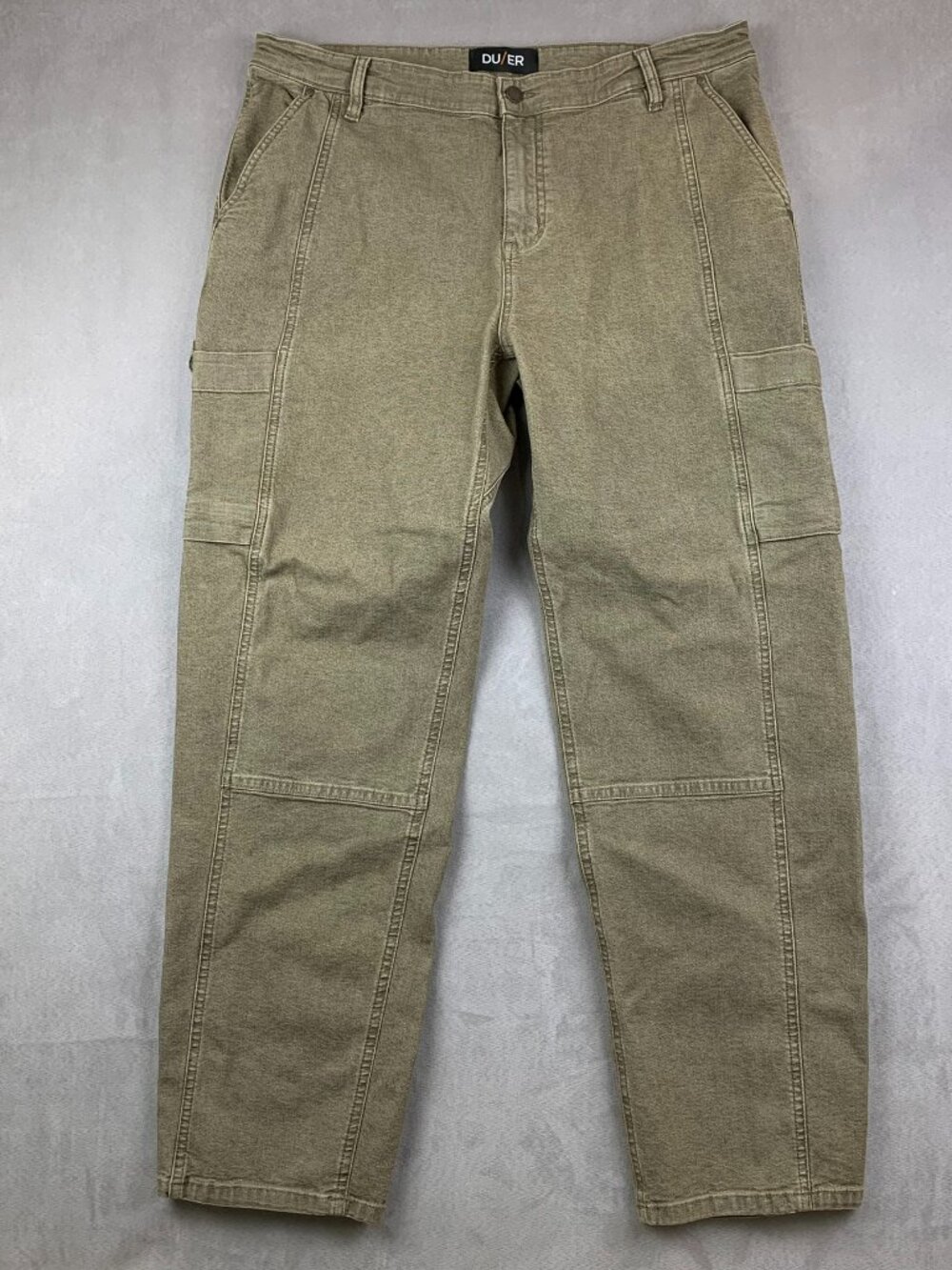 DU/ER Mens Pants 38 Brown Stretch Canvas 7 Pocket Cargo Relaxed Straight 38x32